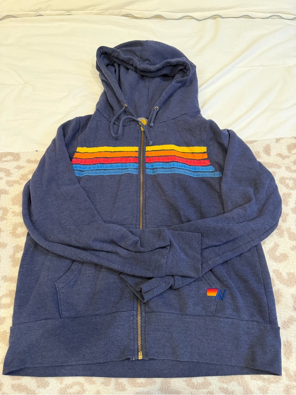 Aviator Nation 5 stripe hooded zip up
